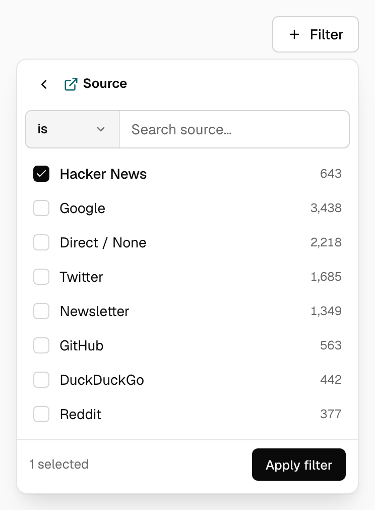 The Filter menu