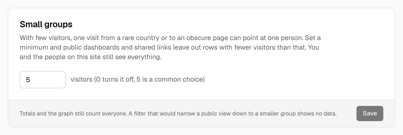 The Small groups setting in the Sharing and access tab